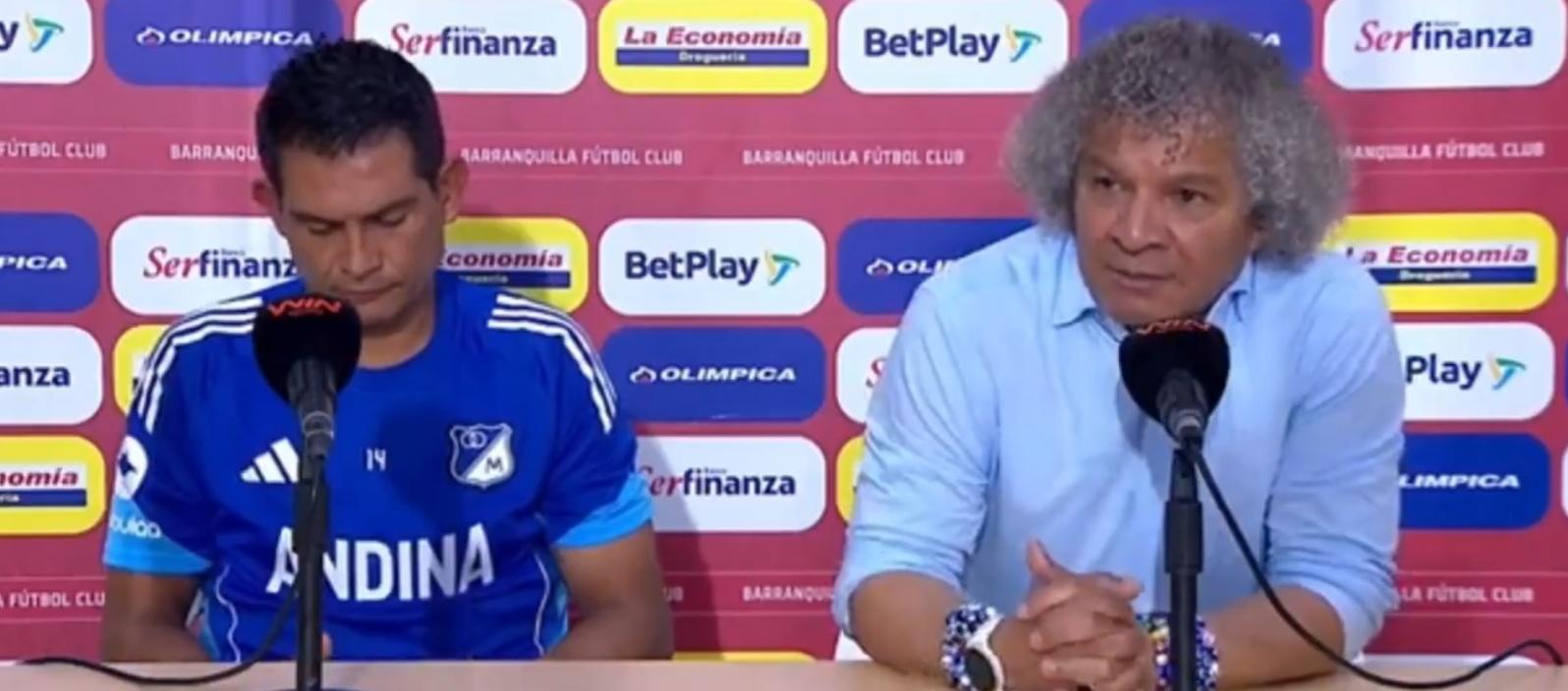 El capitán de Millonarios, David Mackalister Silva, y el técnico Alberto Gamero.