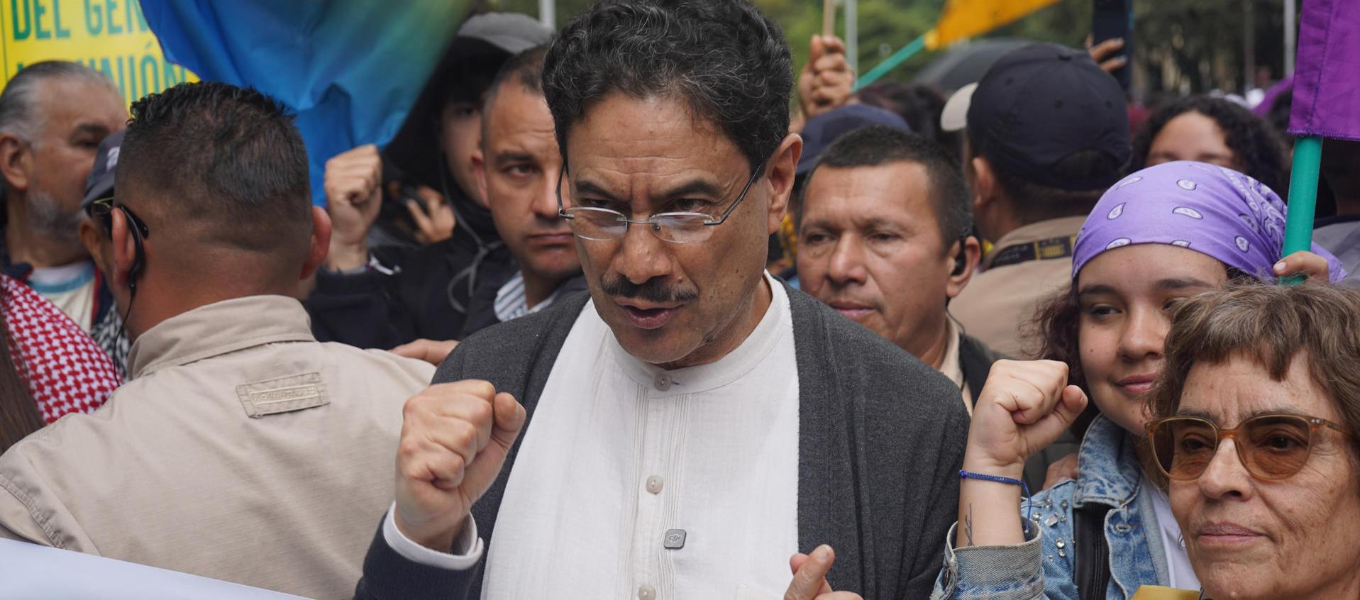 El senador Iván Cepeda, del partido Pacto Histórico durante las recientes manifestaciones.