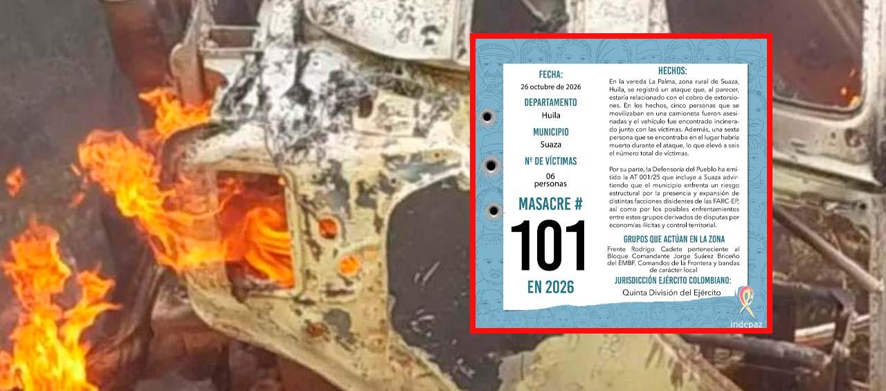Vehículo que sufrió el atentado en el Huila.