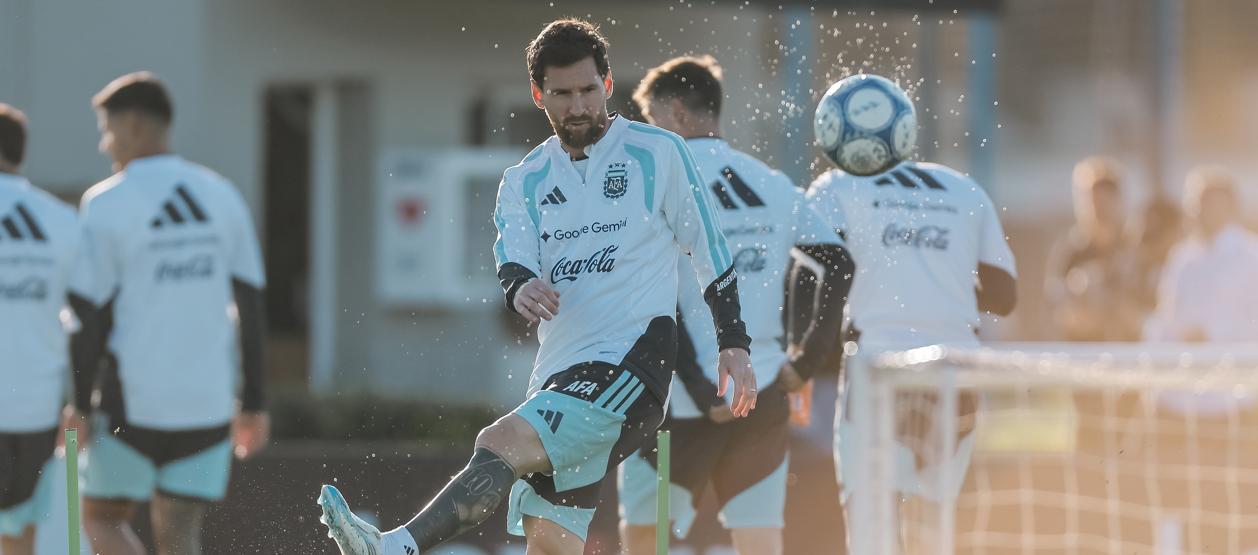Messi durante el entrenamiento.