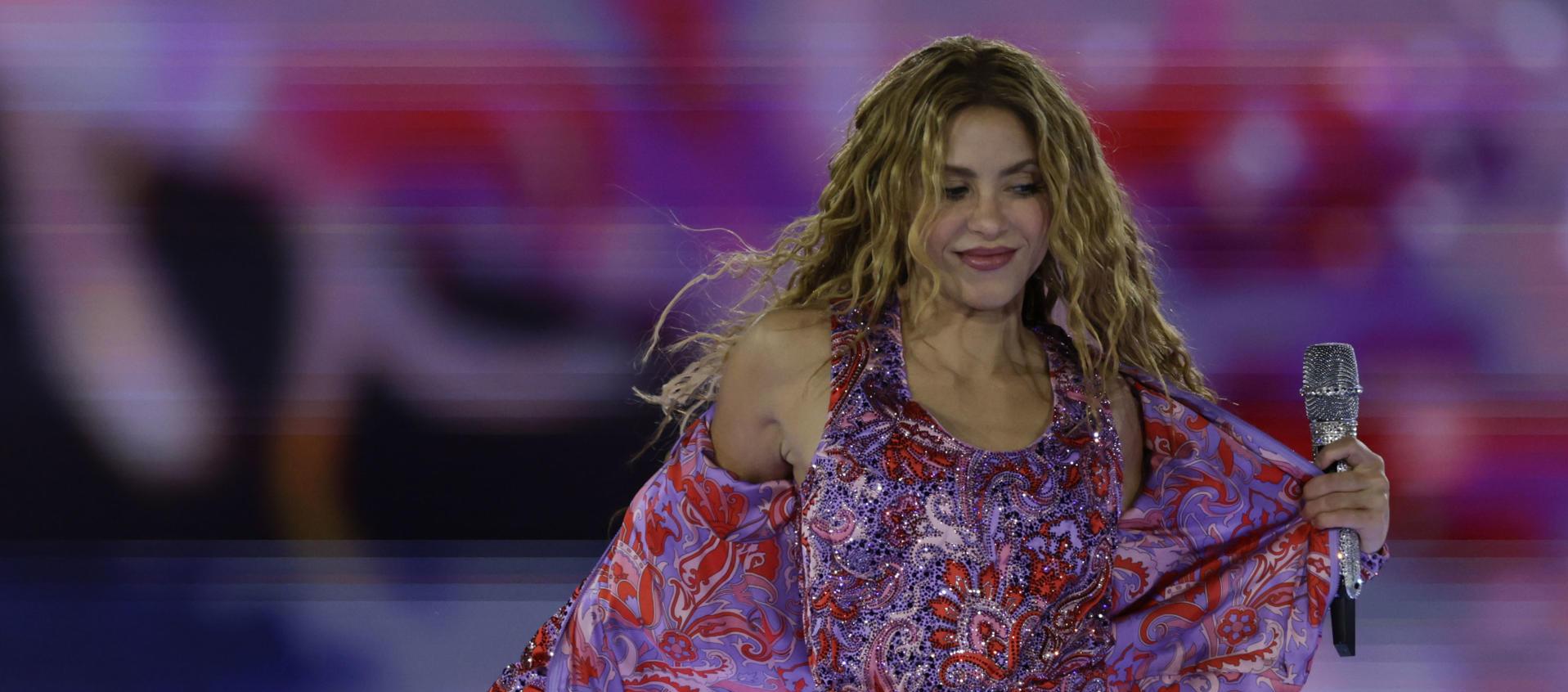 Shakira durante uno de sus conciertos en su residencia en Madrid.
