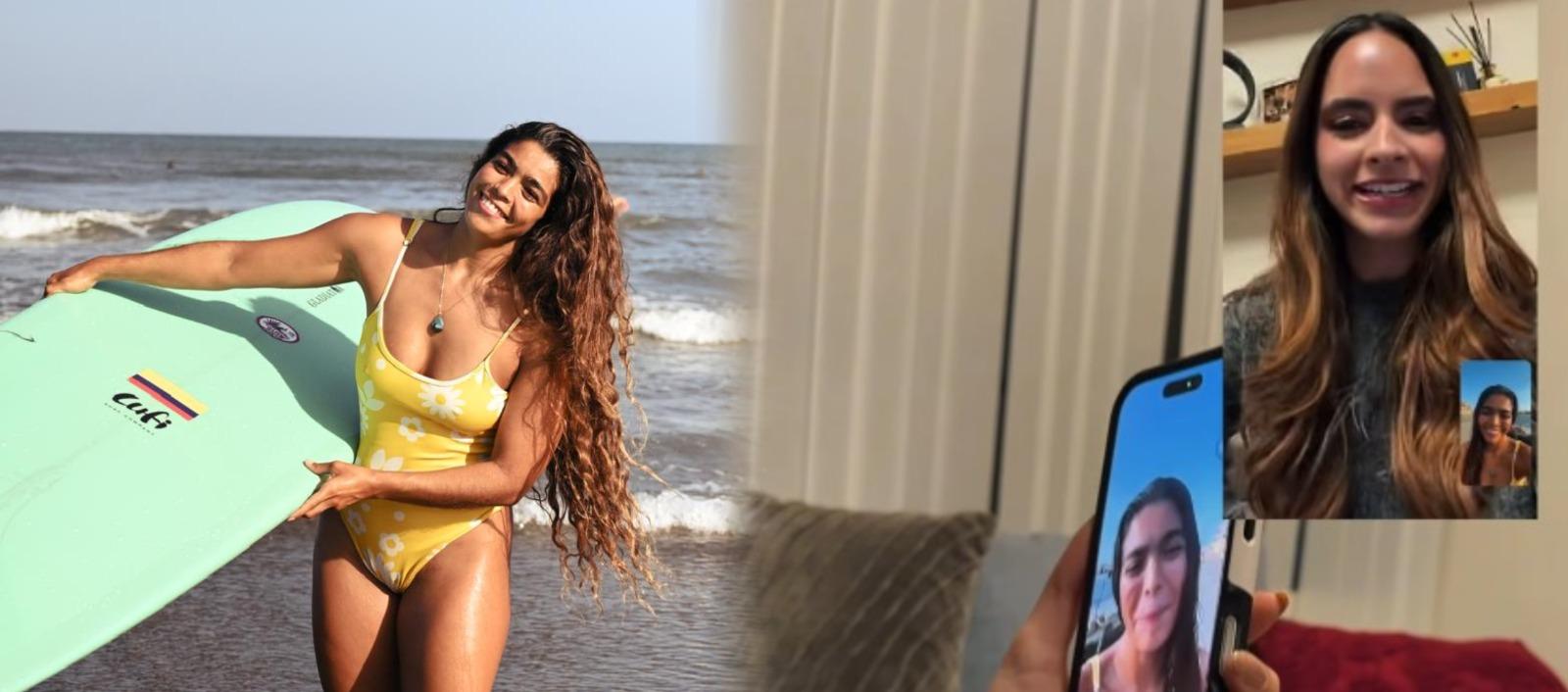 La Reina del Carnaval 2027, Salwa Maloof Habib, y la surfista Nataly Acosta.