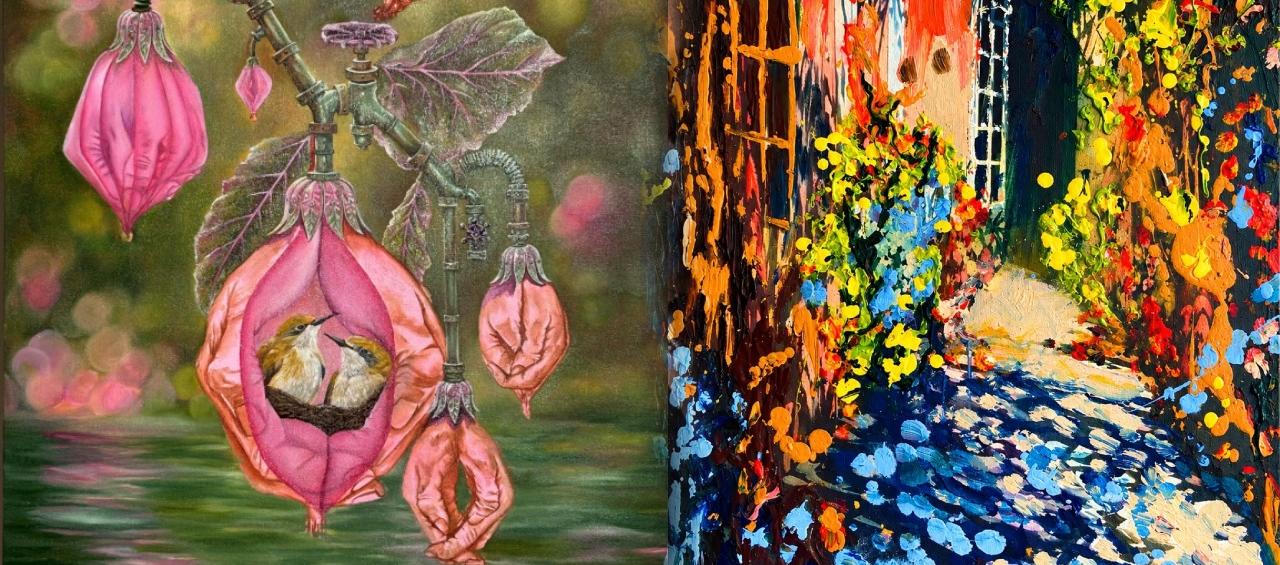 Obras de los artistas Gina Pensa y Jairo Watts. 