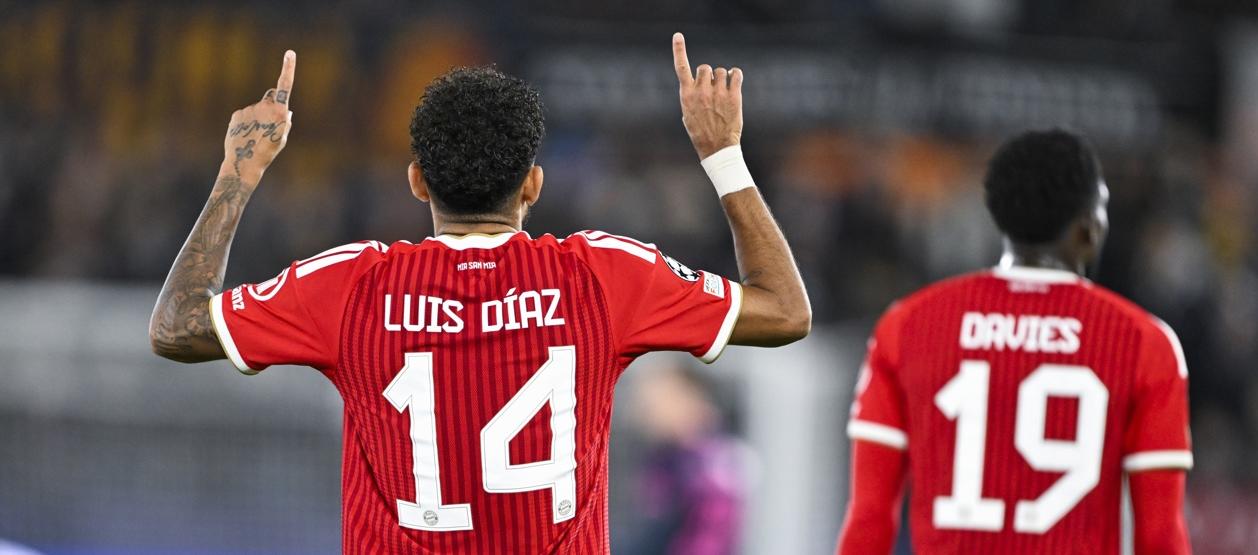 Luis Díaz festeja su gol contra el Viking Stavenger.