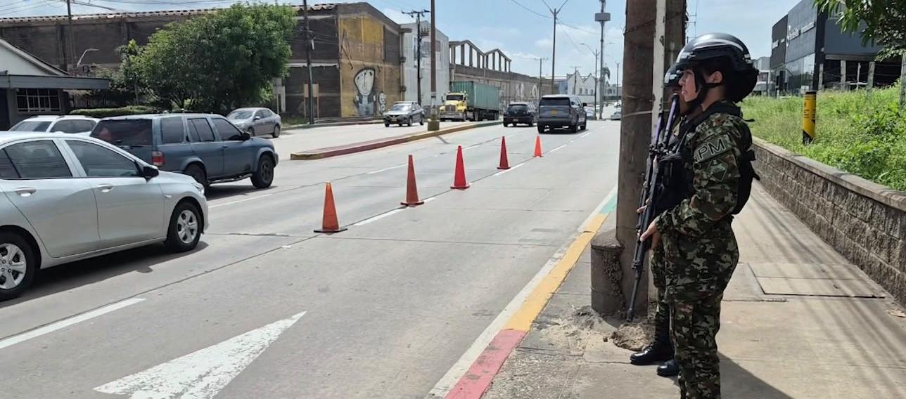 Presencia de policía militar en Atlántico. 
