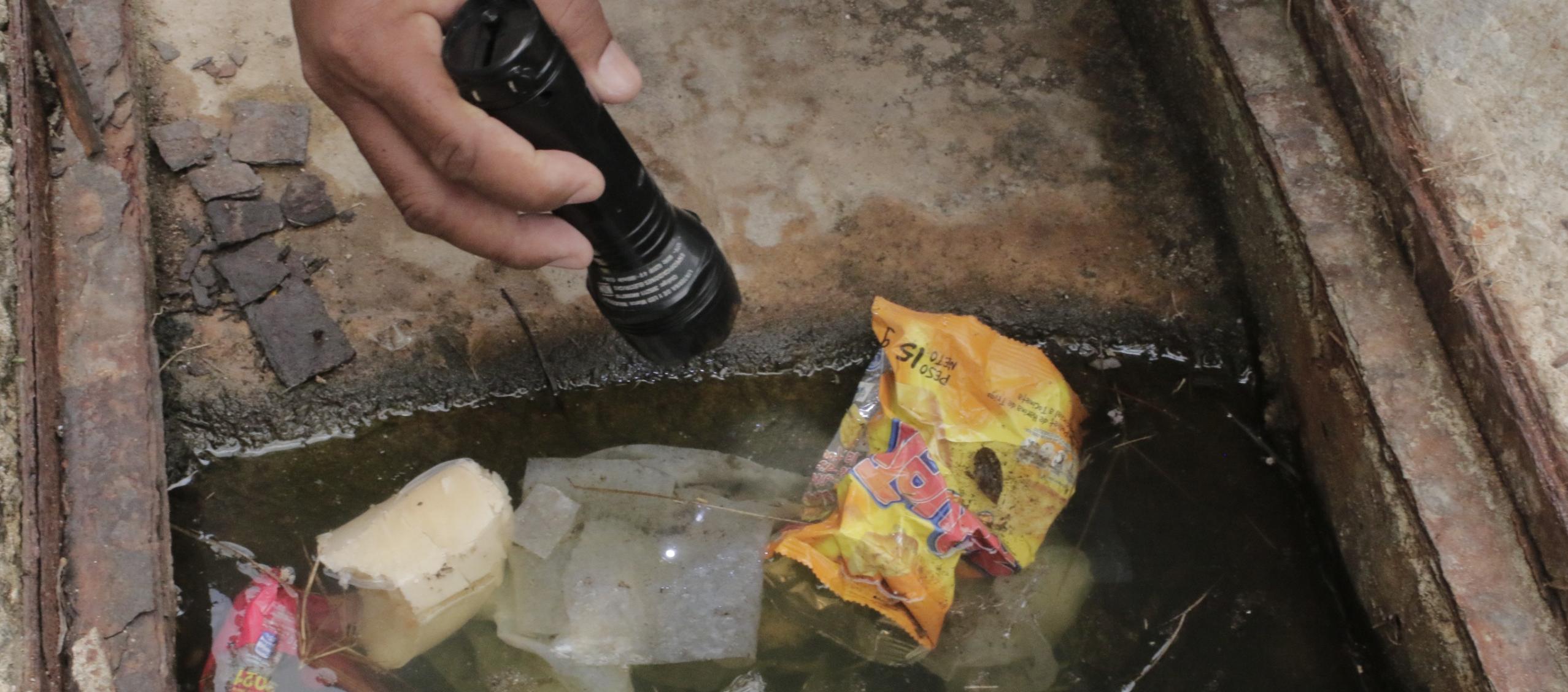 Agua estancada, foco de proliferación de mosquitos. 