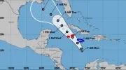 Trayectoria que tendrá la tormenta tropical con rumbo al Golfo de México. 