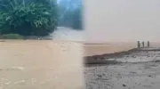 Corriente de agua como consecuencias de las lluvias.