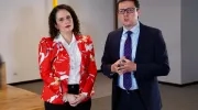 La ministra de Transporte, María Constanza García, y el presidente de la ANI, Francisco Ospina.