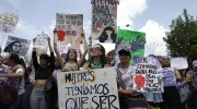 Manifestación de mujeres en Bogotá.