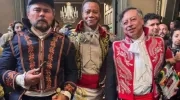 Los actores Luis Alfredo Velasco y Cuba Gooding Jr., y el Presidente Gustavo Petro.