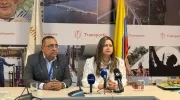 Luis Alfonso Martínez Chimenty, director de la Aerocivil; y María Fernanda Rojas, ministra de Transporte.