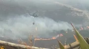 Helicóptero en el incendio en Villa de Leyva.