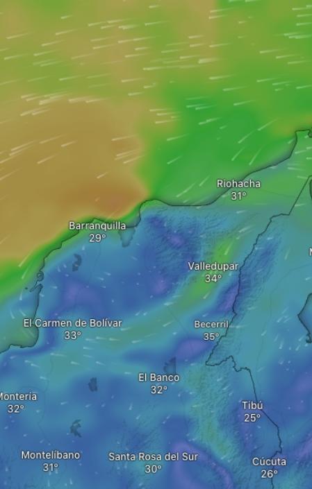Los vientos que se registran en la Región Caribe. 