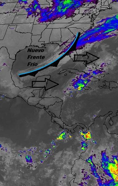 Nuevo frente frío en camino al Mar Caribe. 