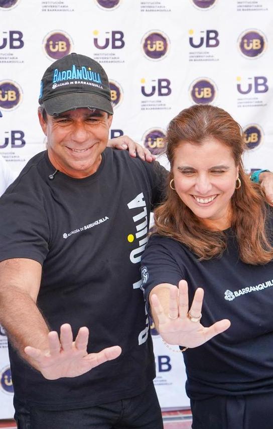 Arcesio Castro, rector de la IUB; Alejandro Char, alcalde de Barranquilla; Paola Amar, secretaria de Educación.
