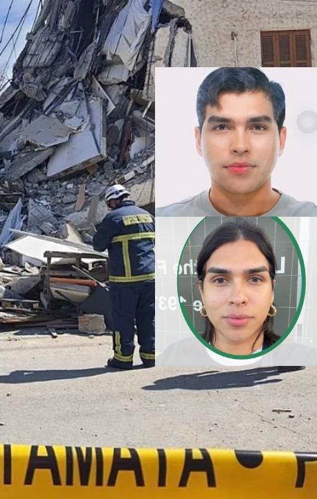 Leonardo Alemán Morales y el edificio colapsado.