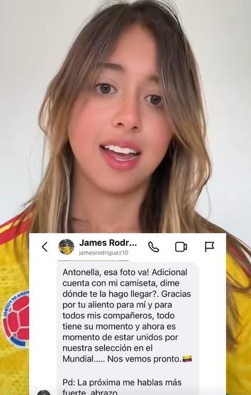 Antonella y el mensaje de James Rodríguez.