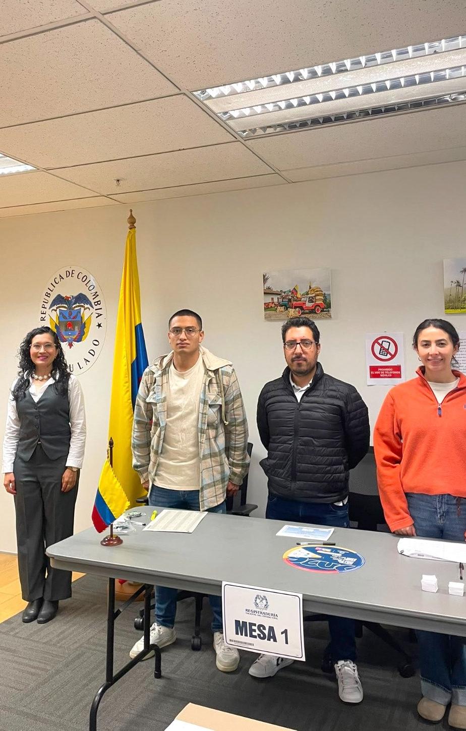 Instalación del puesto de votación en Auckland, Nueva Zelanda. 