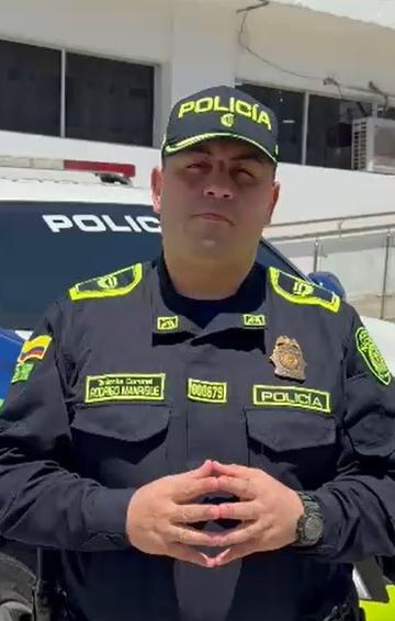 Teniente Coronel Rodrigo Manrique, comandante operativo de la Policía Metropolitana de Barranquilla.