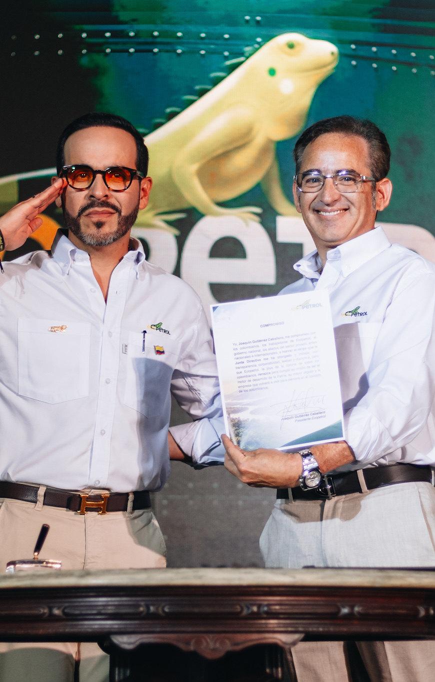 El Presidente de la República, Abelardo De La Espriella, y el presidente de Ecopetrol, Joaquín Gutiérrez.