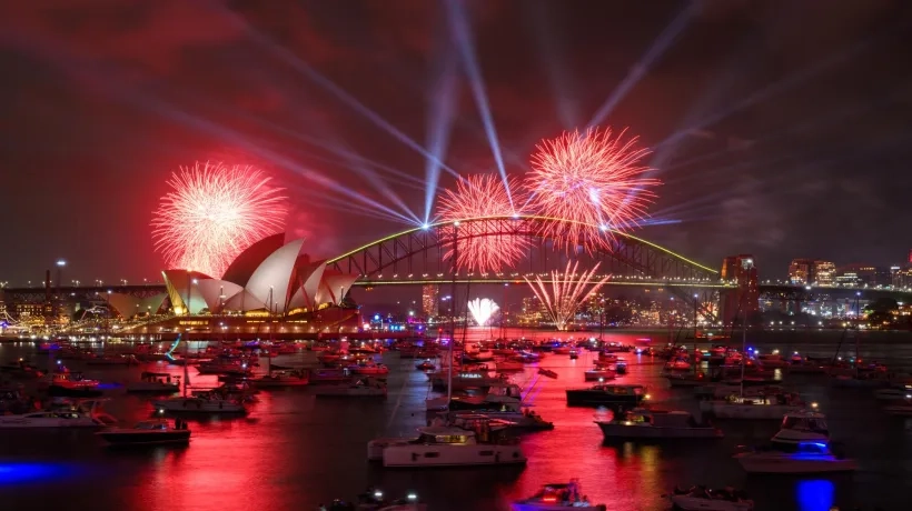 Juegos pirotécnicos en Sídney. 