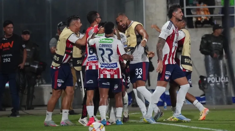 La celebración de los jugadores de Junior.