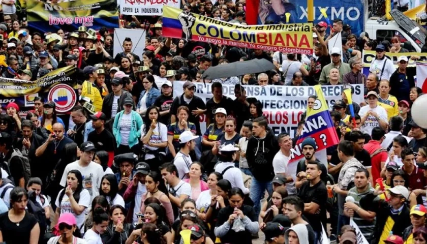 Protesta de Textileros en Bogotá