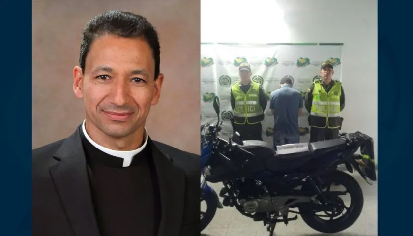 Imágenes del sacerdote asesinado y del presunto homicida.