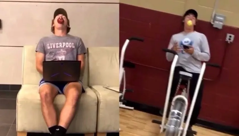 Daniel Hartman practicando el reto manzana.