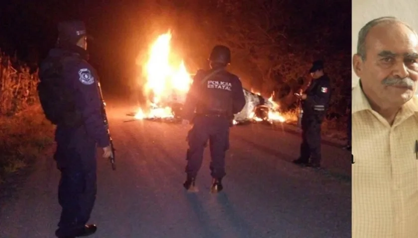 Alertada la policía llegó en medio del incendio del vehículo de Ranferi Hernández Acevedo.