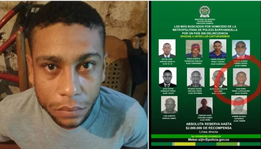 Iván Darío Pérez Carvajalino, alias "Guason", fue capturado en el barrio El Bosque.