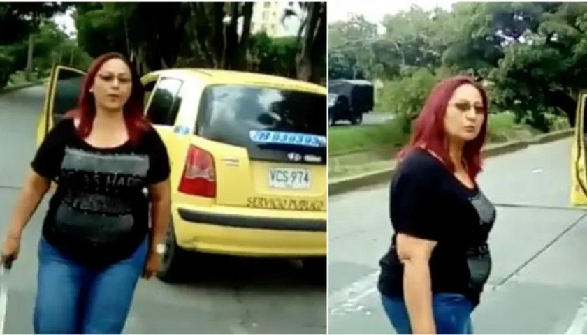 Mujer taxista con machete en Cali.