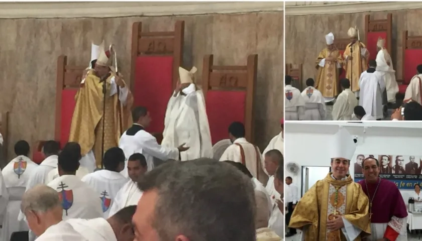 Monseñor Ettore Balestrero posesiona al nuevo Arzobispo de Barranquilla, monseñor Pablo Emiro Salas.
