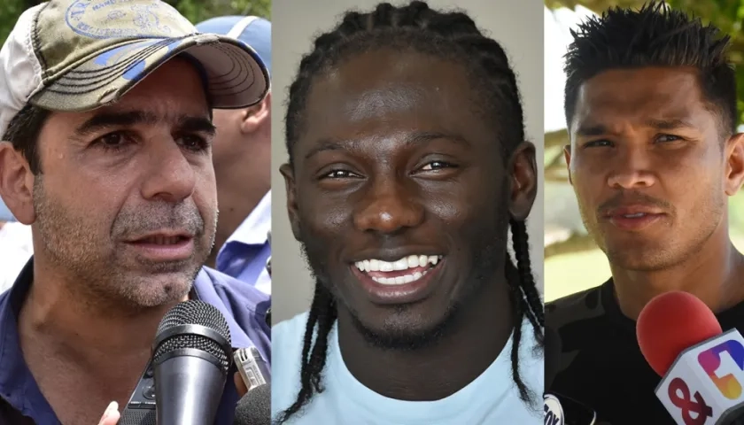 El Alcalde Alejandro Char, Yimmi Chará y Teófilo Gutiérrez.