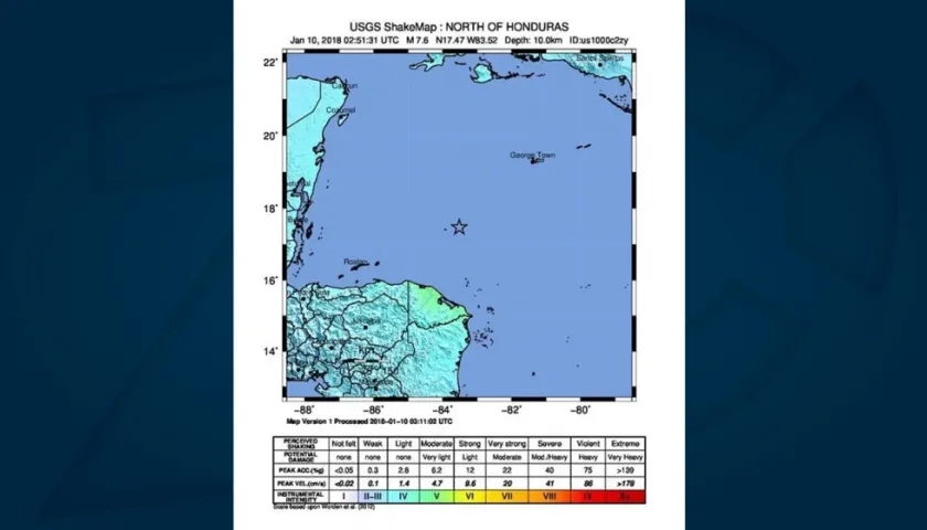 Ubicación del movimiento telúrico.