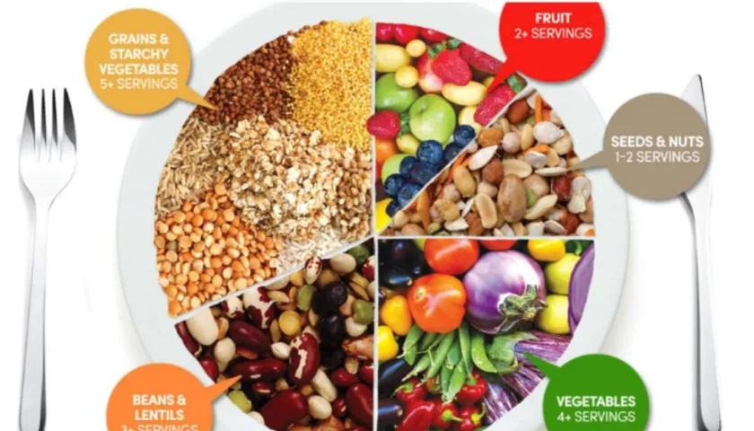 Un plato balanceado para alimentarse.