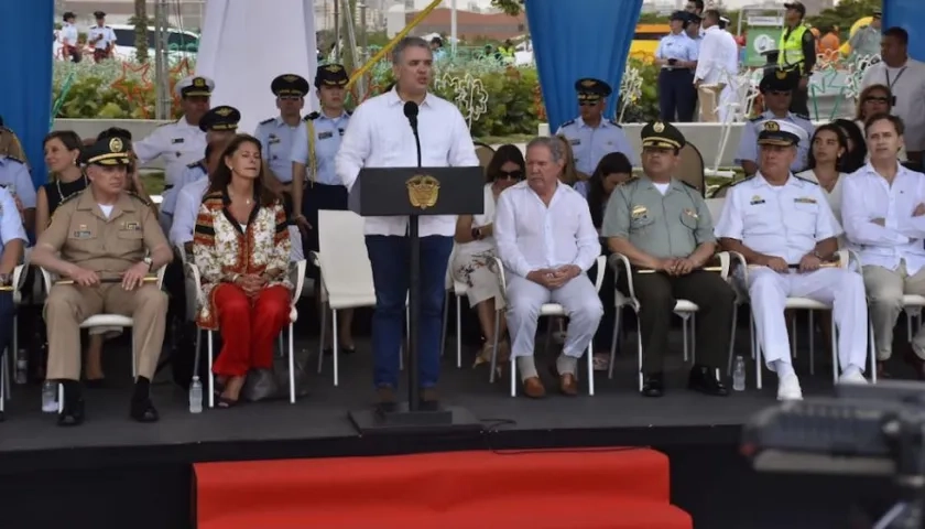 El Presidente Duque durante la celebración de los 99 años de la FAC.