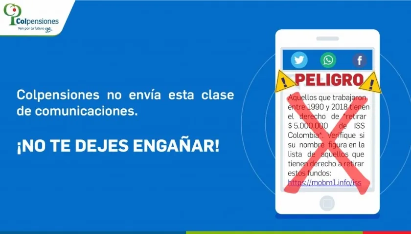 Este es un falso mensaje indicó Colpensiones.