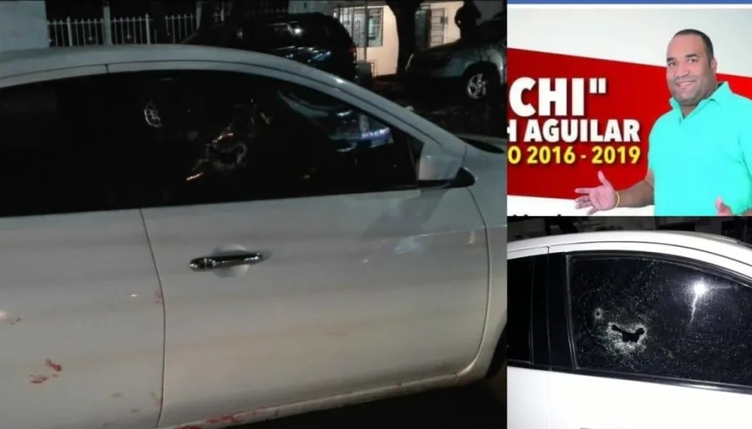 El vehículo en el que se movilizaba y foto de Francisco Smith Aguilar.