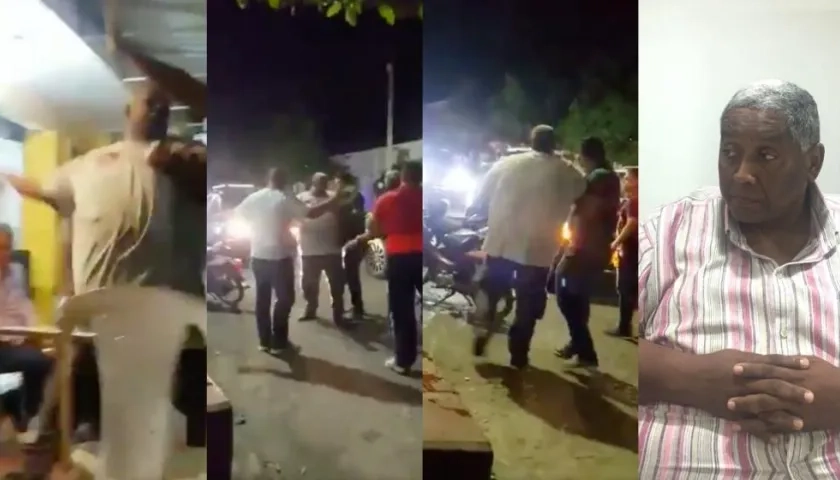 Momento de la riña del Alcalde de Codazzi, Luis Vladimir Peñaloza Fuentes.