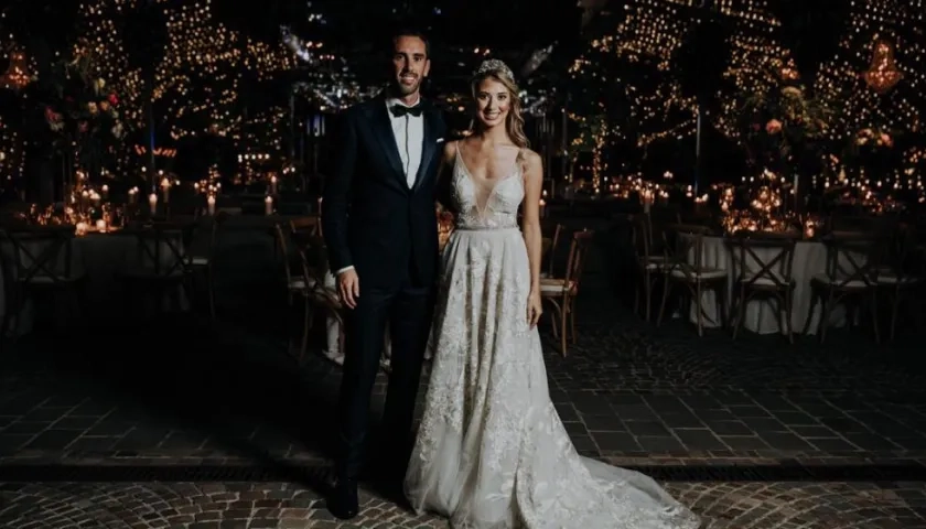 Los novios  Diego Godín y Sofía Herrera.