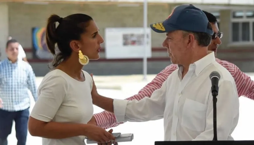 La Ministra de Educación Yaneth Giha y el Presidente Juan Manuel Santos.