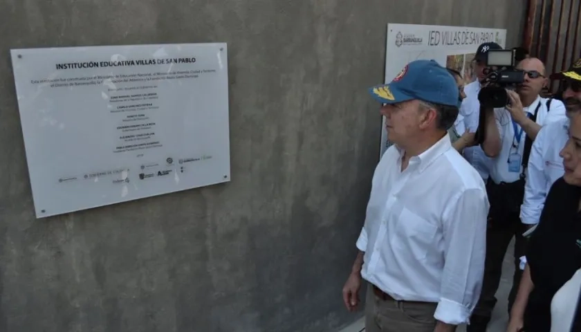 Juan Manuel Santos, presidente de Colombia, durante la inauguración del colegio Villas de San Pablo.