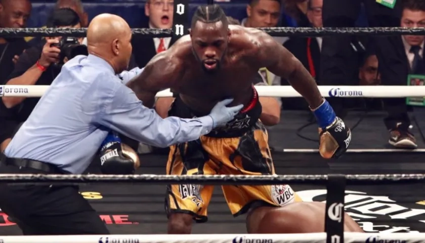 Deontay Wilder tras propinar el nocáut a su rival. 