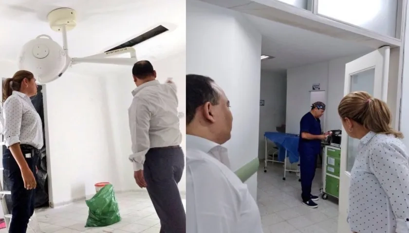 La Secretaria de Salud Alma Solano verificando la reapertura del quirófano.