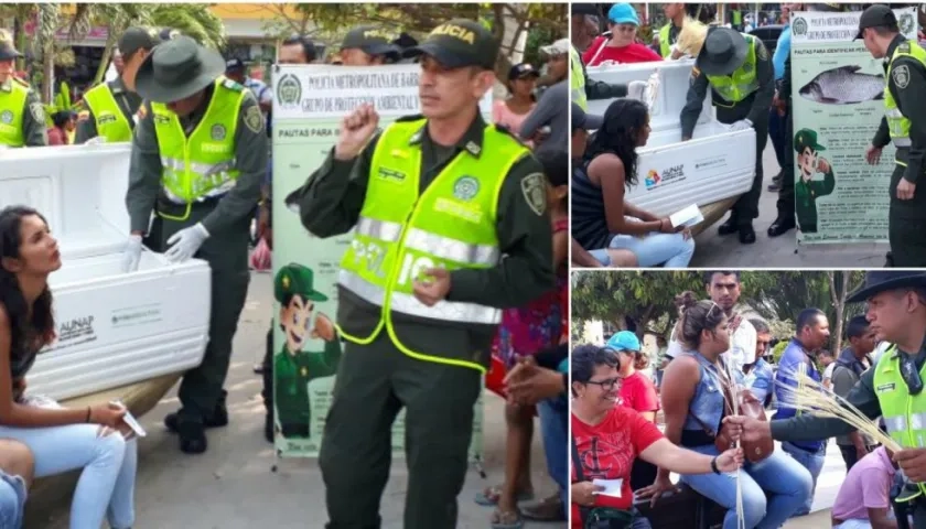 La Policía Ambiental de la Metropolitana de Barranquilla entrega recomendaciones sobre el consumo de pescado.
