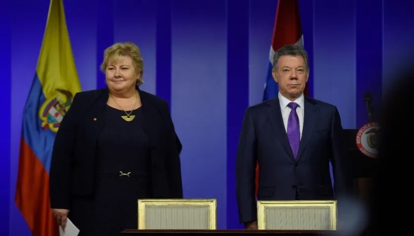 El Presidente Juan Manuel Santos y la Primera Ministra de Noruega.