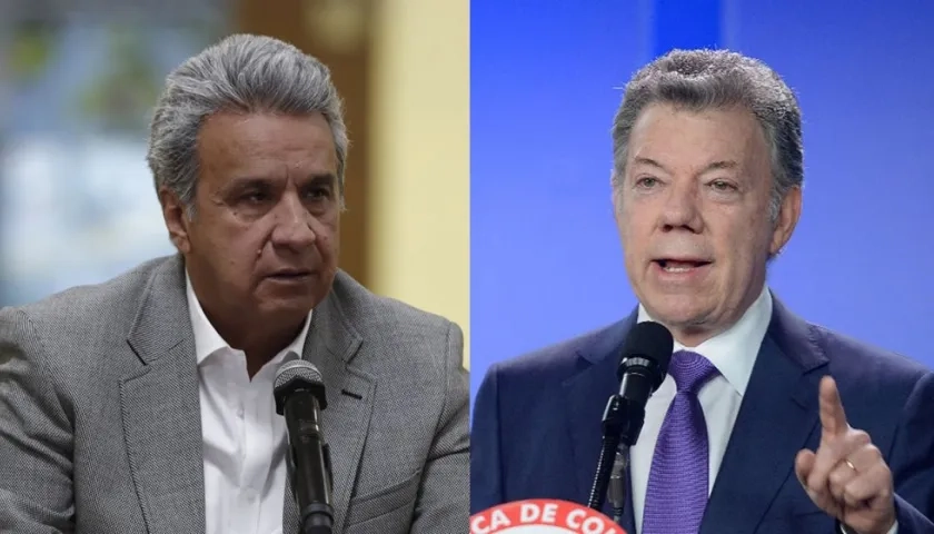El presidente de Ecuador, Lenín Moreno y el presidente de Colombia, Juan Manuel Santos