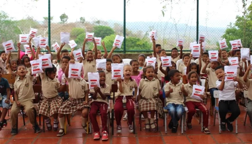 Aspecto de la celebración del Día del Niño en Aguas Vivas, Atlántico.